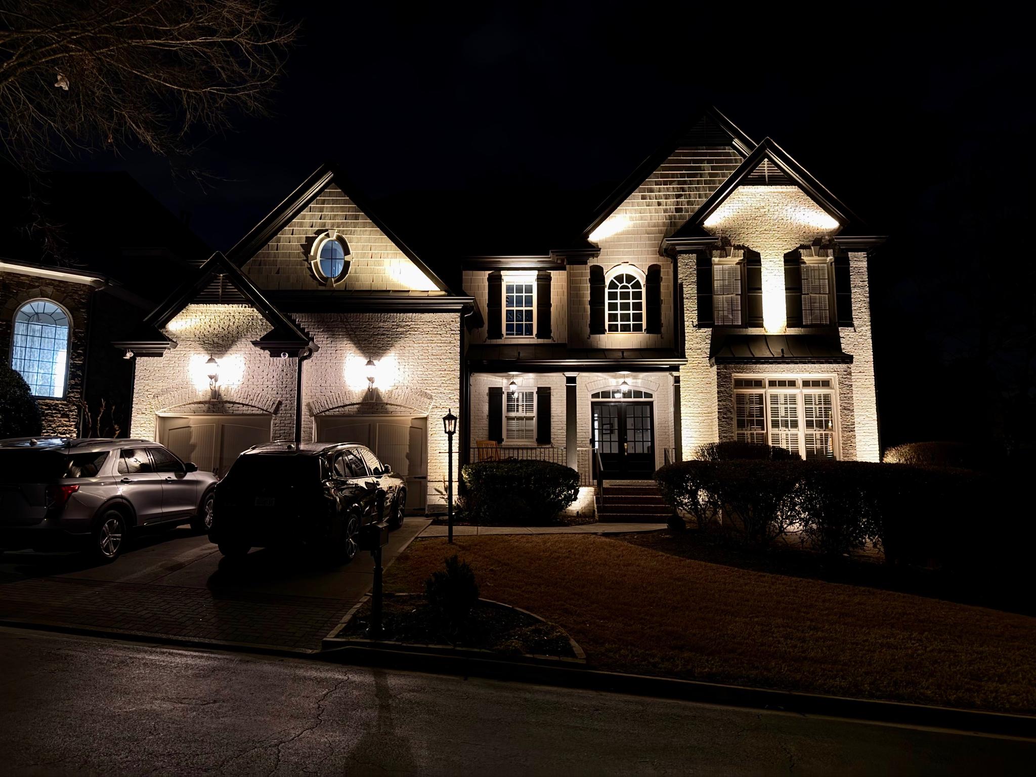 Beautifully lit walkway and garden path